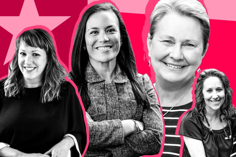 Female candidates running in Texas Gina Ortiz Jones, Mary Wilson, Mary Jennings "MJ" Hegar, and Christine Eady Mann.